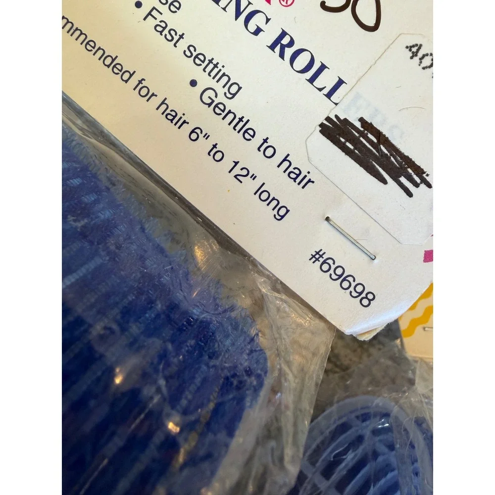 Goody Hair Rollers Jumbo Blue Self Holding 1992 Vintage 8 pc NWT 69698 Curlers‎